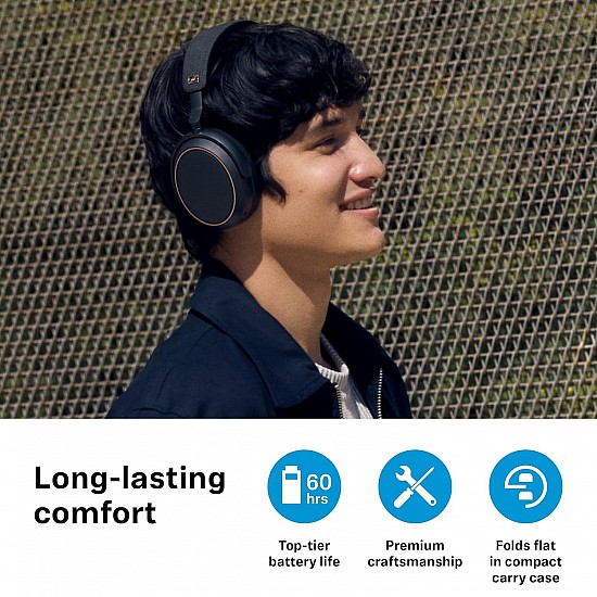 Sennheiser Momentum 4 Wireless Over Ear Headphones Designed in Germany - Bluetooth Adaptive Noise Cancelling-ANC,4 Digital Mics for Crystal-Clear Calls,60h Battery, 2 Yr Warranty, Black/Copper