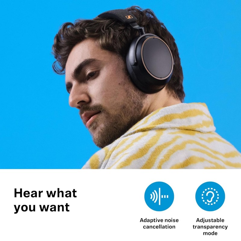 Sennheiser Momentum 4 Wireless Over Ear Headphones Designed in Germany - Bluetooth Adaptive Noise Cancelling-ANC,4 Digital Mics for Crystal-Clear Calls,60h Battery, 2 Yr Warranty, Black/Copper