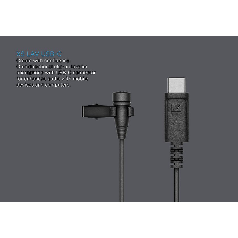 Sennheiser XS Lav USB-C Omnidirectional lavalier Microphone with USB-C Connector Ideal for for usb-c Mobiles-Computers