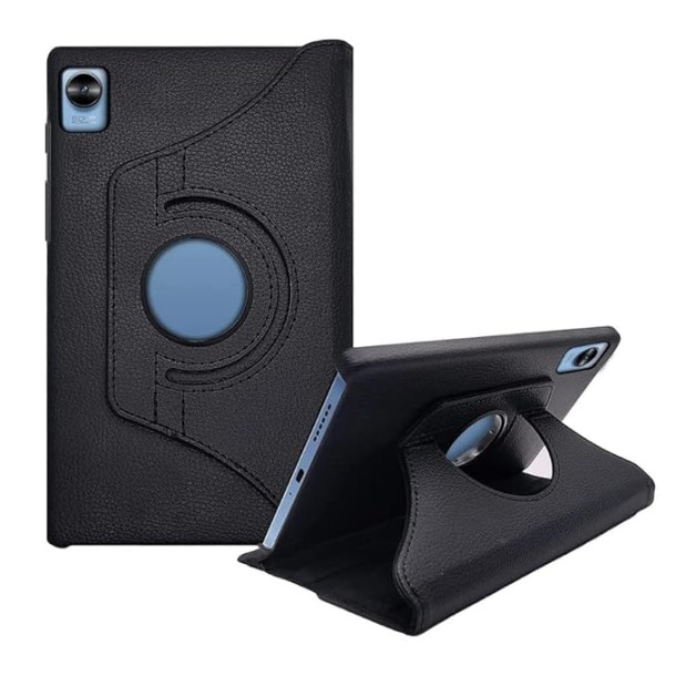 Shockproof PU Leather Rotating Case Smart Shell Stand Flip Cover for Realme Pad Mini/Realme Pad Mini LTE / RMP2105 - Black Shockproof PU Leather Rotating Case Smart Shell Stand Flip Cover for Realme Pad Mini/Realme Pad Mini LTE / RMP2105 - Black