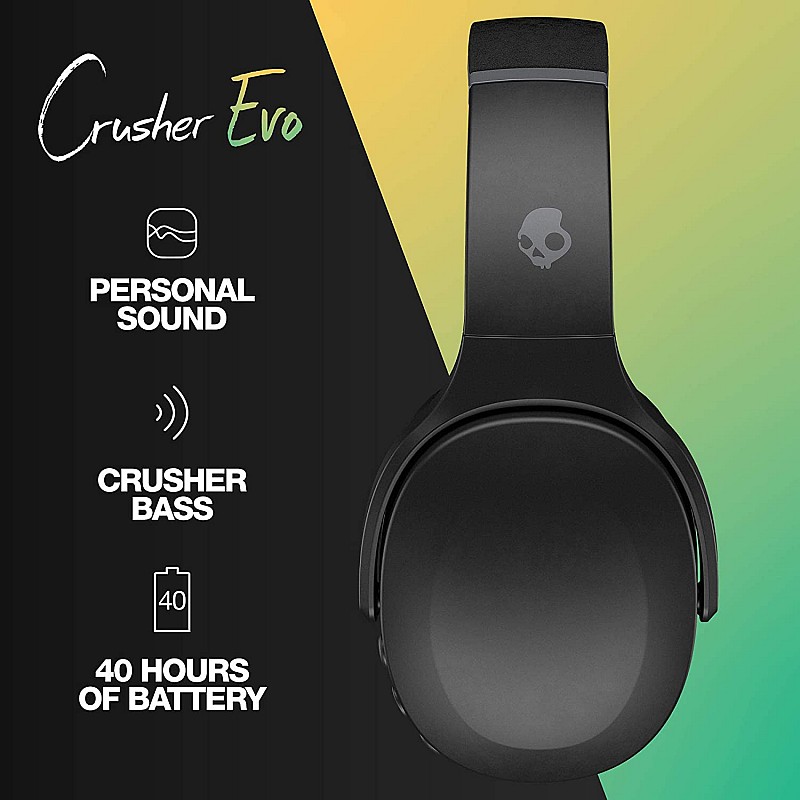 Skullcandy Crusher Evo Bluetooth Wireless Over Ear Headphone With Microphone Black