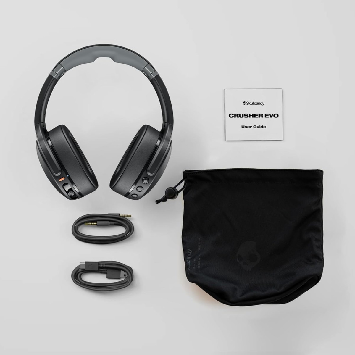 Skullcandy Crusher Evo Wireless Over-Ear Bluetooth Headphones with Microphone, 40 Hour Battery, Personal Sound, Extra Bass Tech, Bonus USB-C Cable