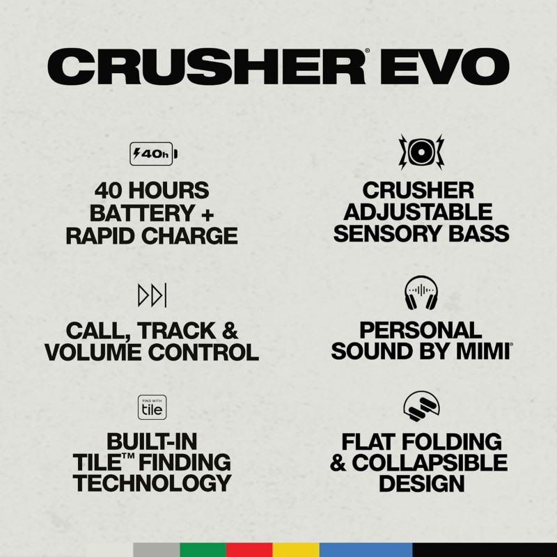 Skullcandy Crusher Evo Wireless Over_Ear Bluetooth Headphones with Microphone, for iPhone and Android, 40 Hour Battery Life, Extra Bass Tech - Bonus Line USB-C Cable -Black Skullcandy Crusher Evo Wireless Over_Ear Bluetooth Headphones with Microphone, for iPhone and Android, 40 Hour Battery Life, Extra Bass Tech - Bonus Line USB-C Cable -Black