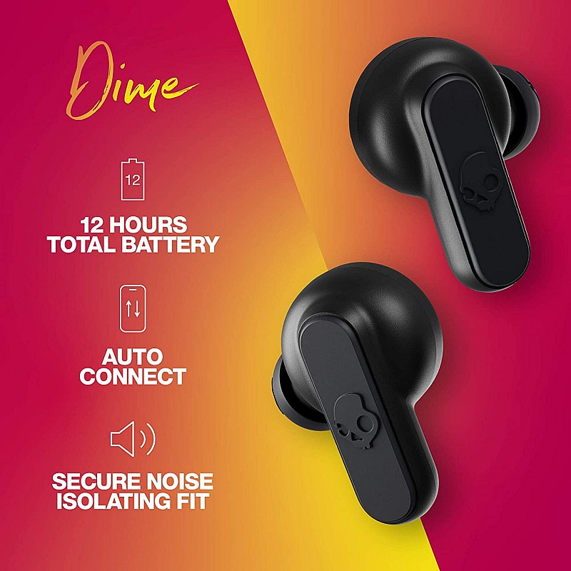 Skullcandy Dime True Wireless in-Ear Bluetooth Earbuds Compatible with iPhone and Android Black