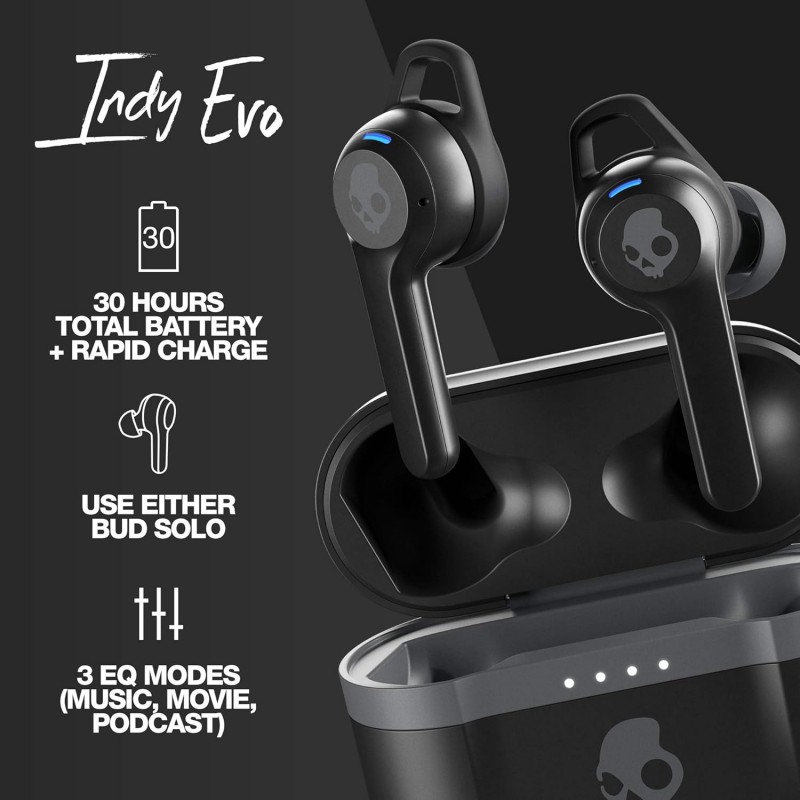 Skullcandy Indy Evo Truly Wireless Bluetooth in Ear Earbuds with Mic (Black) Skullcandy Indy Evo Truly Wireless Bluetooth in Ear Earbuds with Mic (Black)