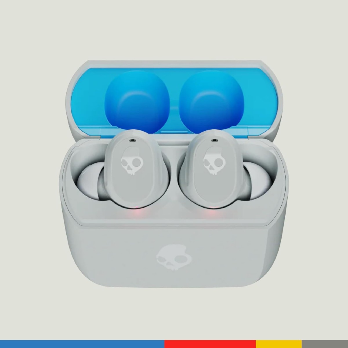 Skullcandy Mod in-Ear Wireless Earbuds, Dual-Device Pairing, Stay-Aware Mode, 34Hr Playtime, Customize App, Work with Android and iOS-Grey/Blue