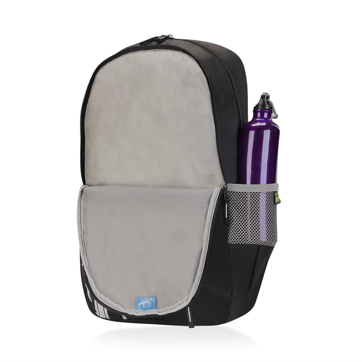 Skybags Brat 22L Casual Printed School Backpack with Bottle Compartment - Black