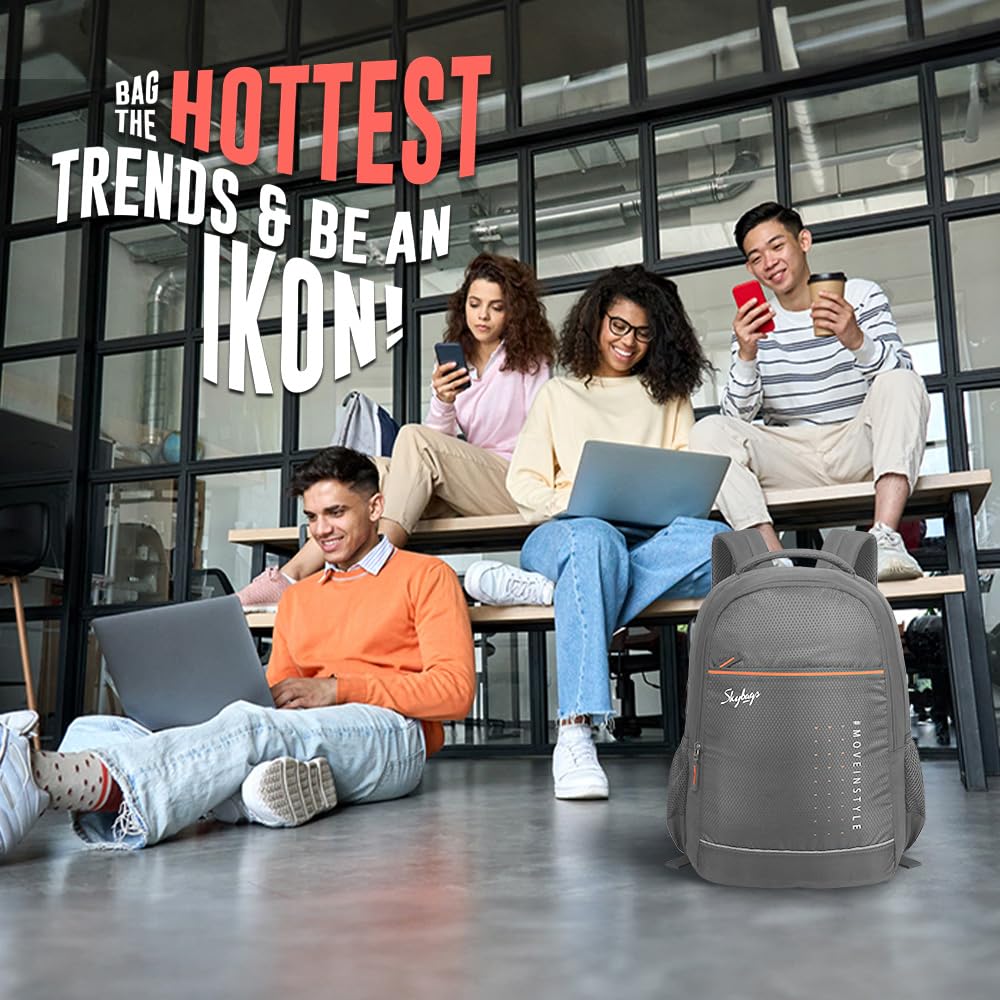 Skybags IKON 02 College Backpack (E) Grey Backpack (Grey, OneSize)