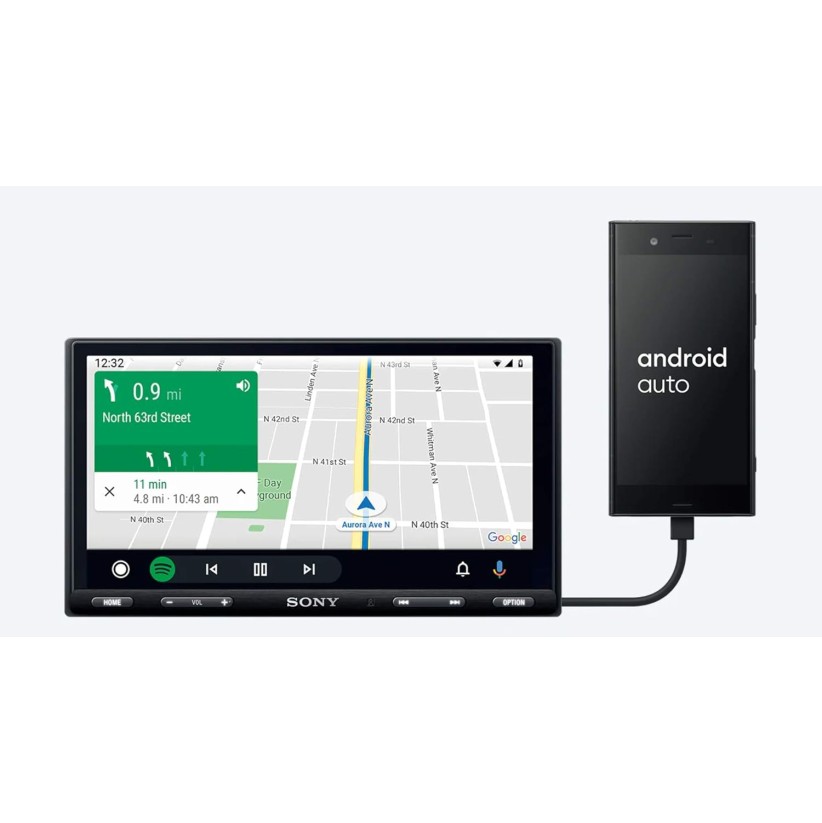 Sony Combo of XAV-AX5500 6.95 CarPlay/Android Auto Car Media Receiver with Bluetooth and 8 LED Car Reverse Camera