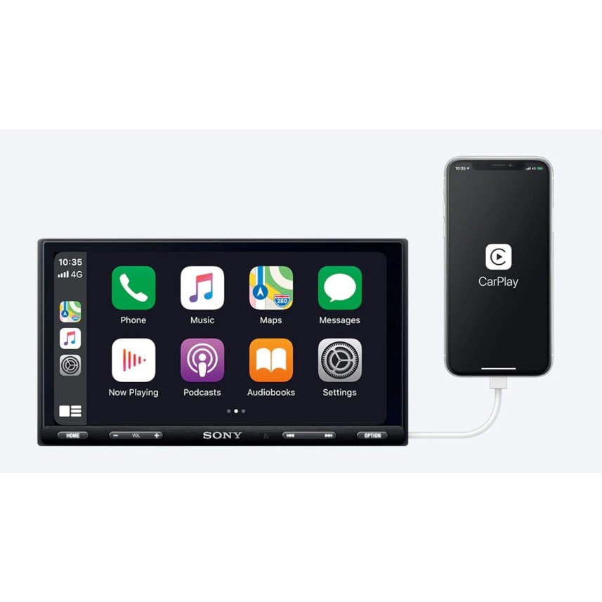 Sony Combo of XAV-AX5500 6.95 CarPlay/Android Auto Car Media Receiver with Bluetooth and 8 LED Car Reverse Camera