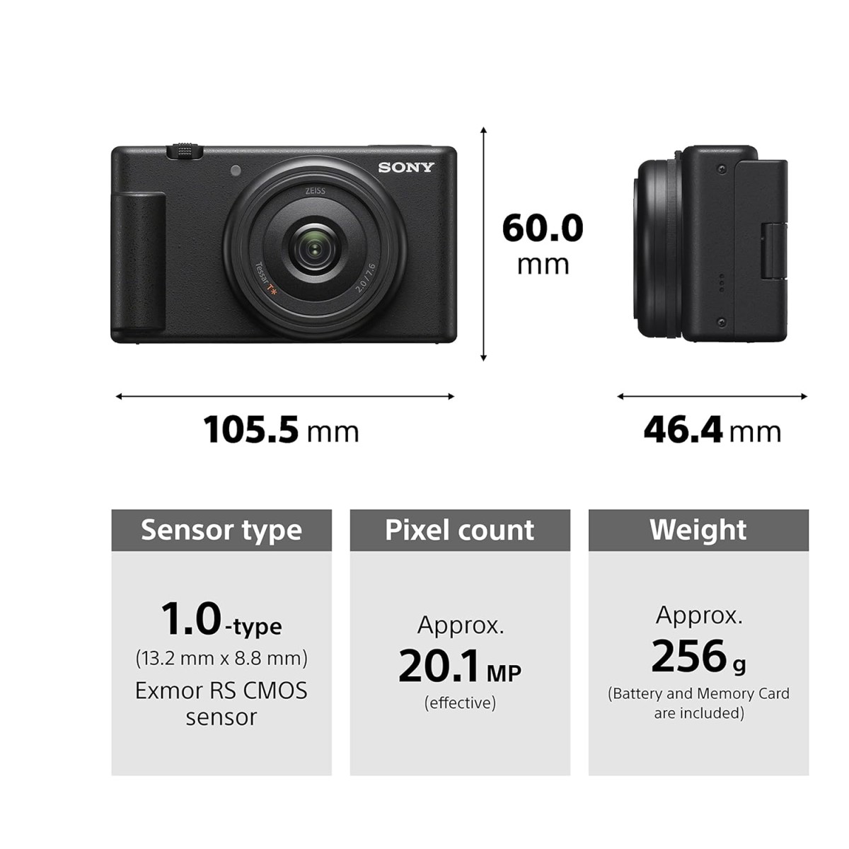 Sony Digital Camera ZV-1F for Content Creators with Ultra-Wide 20mm Prime Lens | Soft Skin Feature | Bokeh | Creative Look | Active Mode Stabilisation -Black