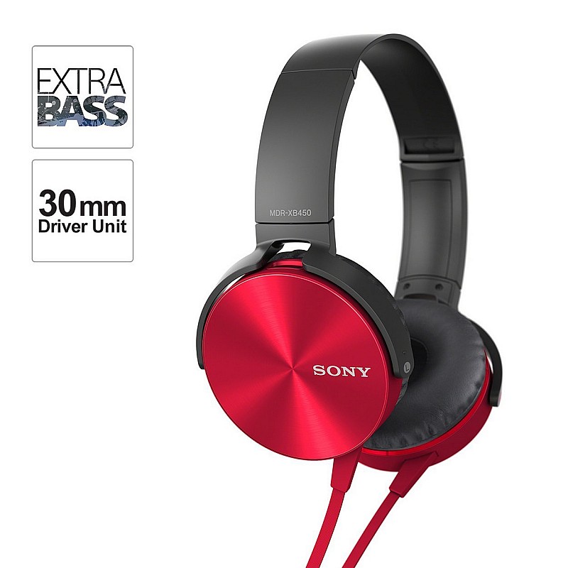 Sony MDR-XB450 On-Ear EXTRA BASS Headphones (Red)