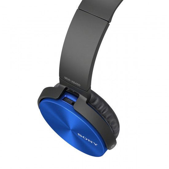 Sony MDR-XB450AP Wired On Ear Headphone with Mic (Blue)