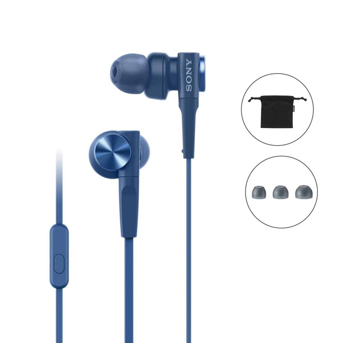 Sony MDR-XB55AP Wired in Ear Headphones with Mic Blue