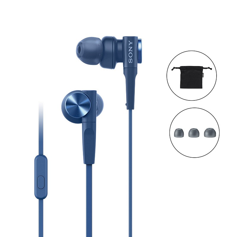 Sony MDR-XB55AP Wired in Ear Headphones with Mic Blue