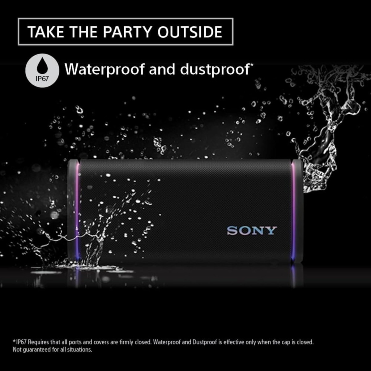 Sony New Launch ULT Field 5 Bluetooth Wireless Speaker with Massive Bass|360° Party Light|25hrs Playtime|IP67|Shoulder Strap|Quick Charge|Built in Powerbank|Party Connect(SRS-ULT50)-Black