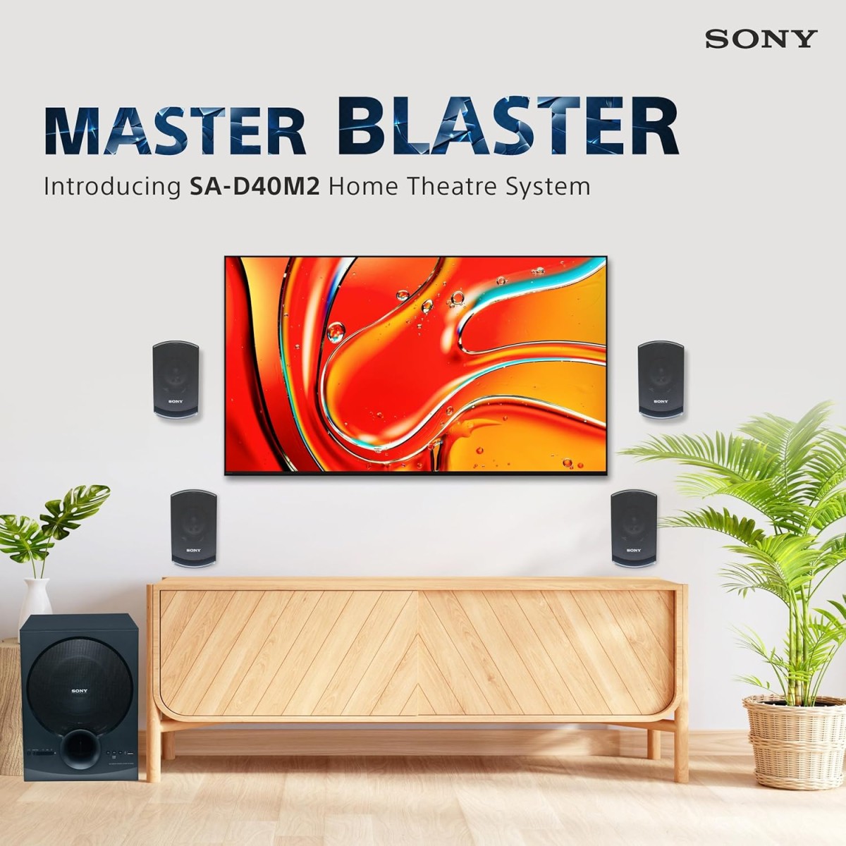 Sony SA-D40M2 All in One 4.1ch Home Theatre System with 100W Power Output and Powerful Subwoofer – Black