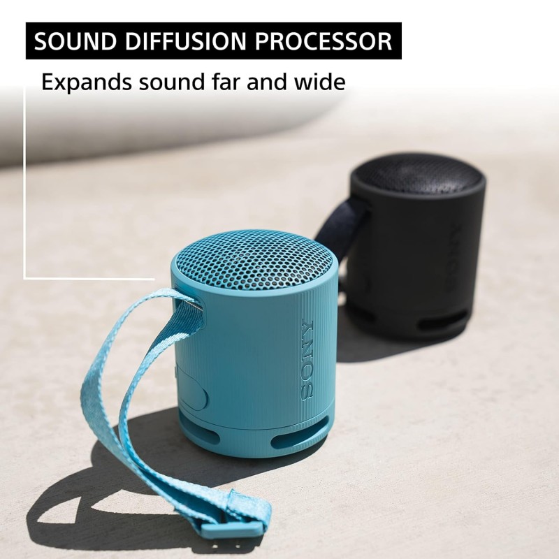 Sony SRS-XB100 Wireless Bluetooth Portable Lightweight Super-Compact Travel Speaker, Extra-Durable IP67 Waterproof & Dustproof, 16 Hrs Batt, Versatile Strap, Extra Bass & Hands-Free Calling-Blue