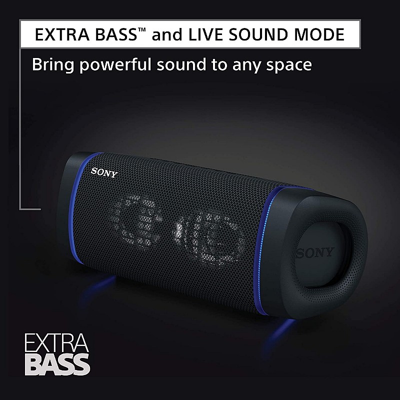 Sony SRS-XB33 Wireless Extra Bass Bluetooth Speaker with 24 hrs Battery, Party Lights, Party Connect, Waterproof IPX67