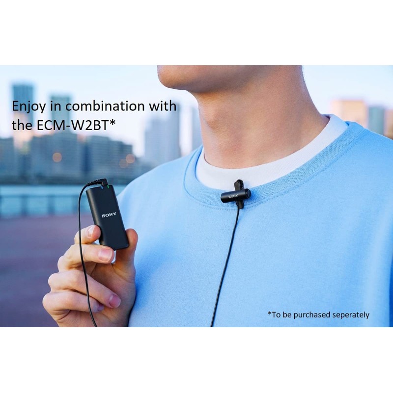 Sony Stereo Lavalier Microphone ECM-LV1 (Compact, Flexible, Vlogging, Content Creation, Audio) - Black