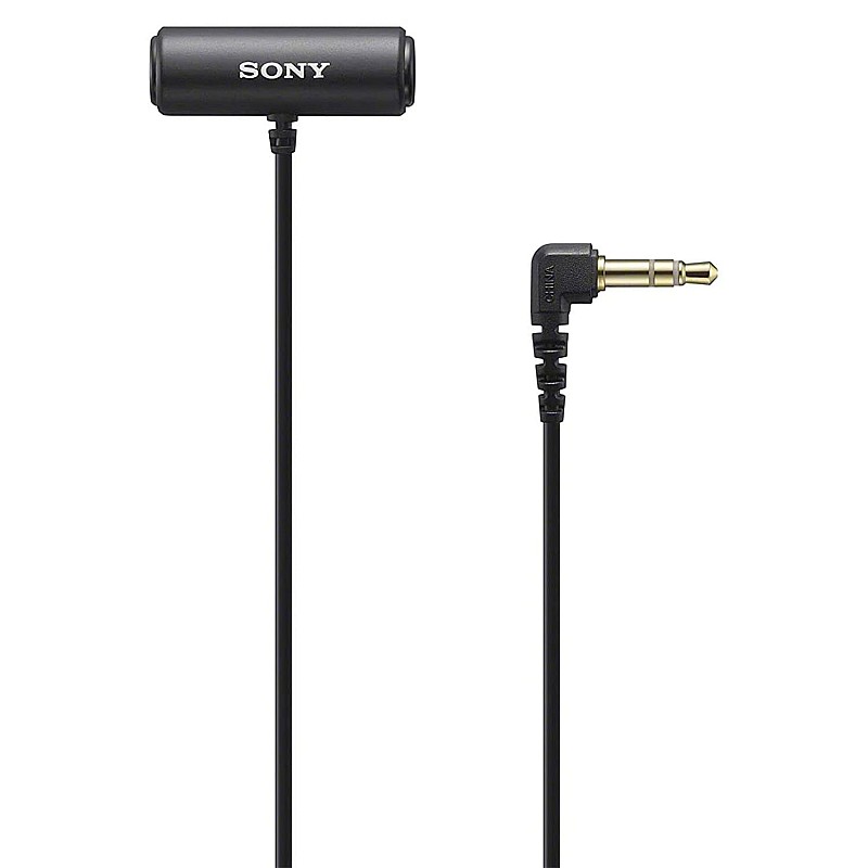 Sony Stereo Lavalier Microphone ECM-LV1 (Compact, Flexible, Vlogging, Content Creation, Audio) - Black