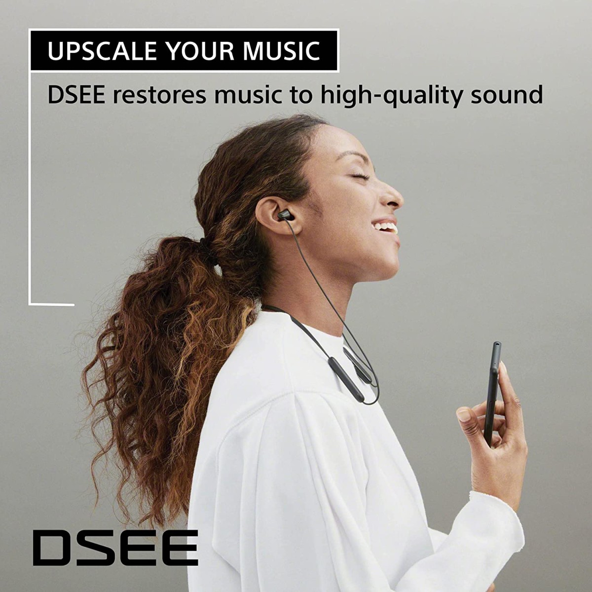 Sony WI-C100 Wireless Headphones 25 Hrs Battery, DSEE-Upscale, (Black)