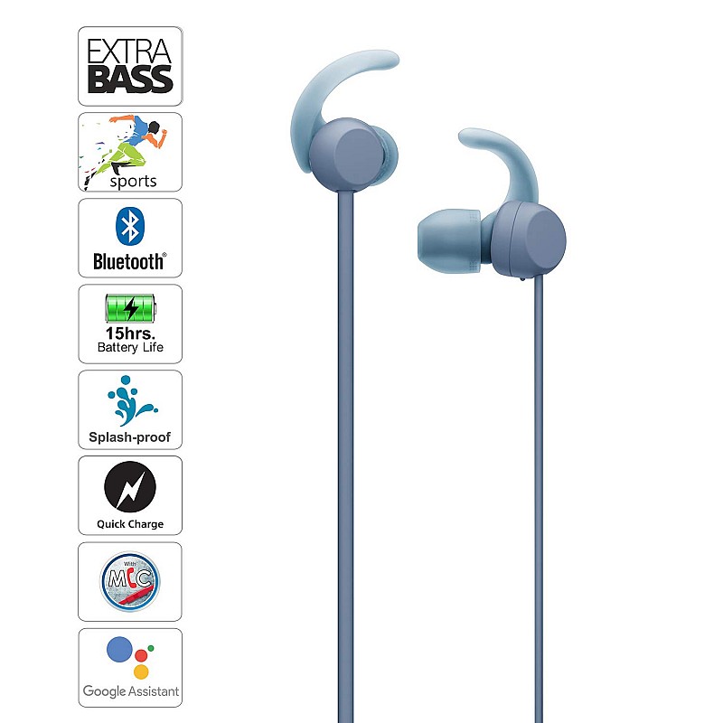 Sony WI-SP510 Wireless Sports Extra Bass in-Ear Headphones (Blue)