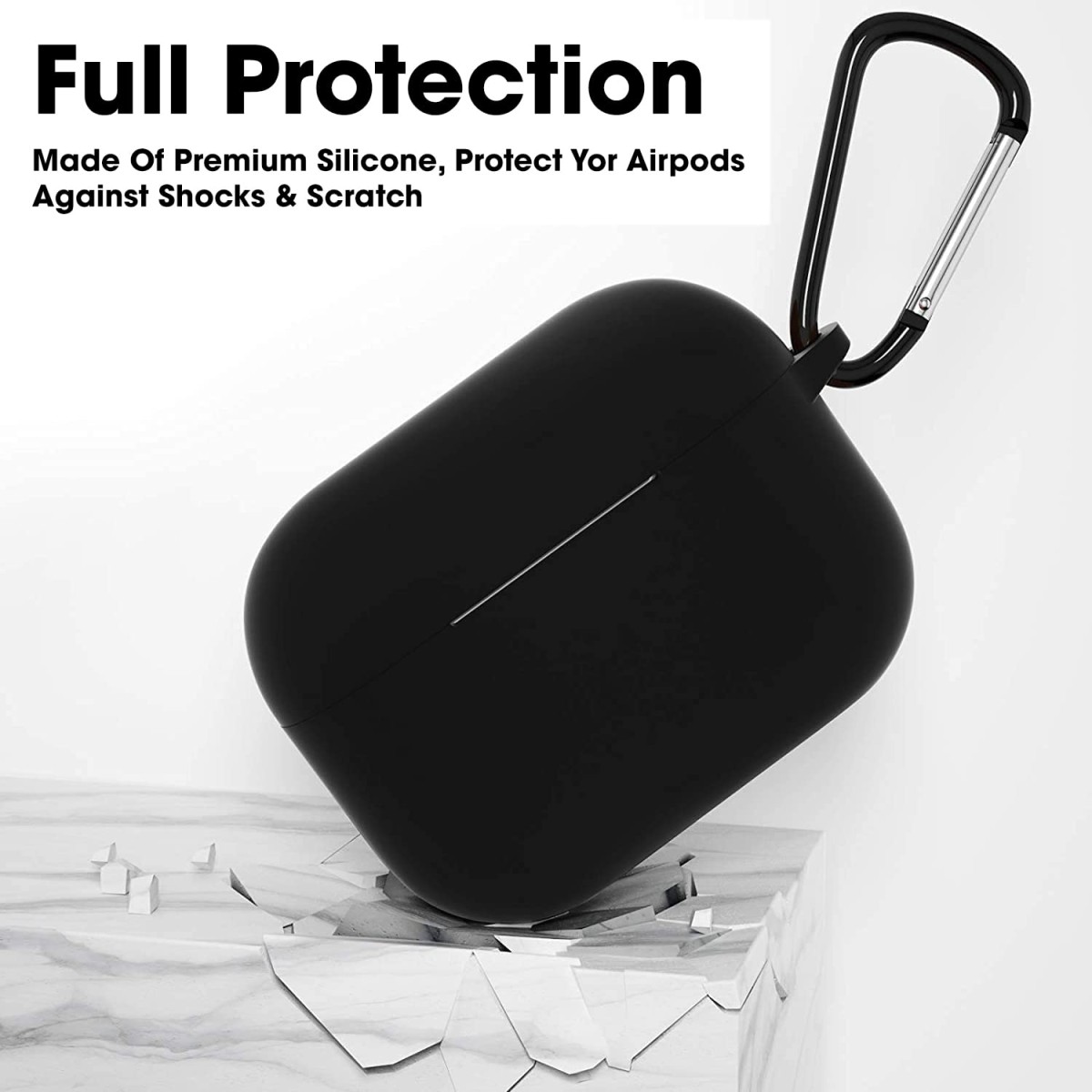 Sounce AirPods 3 Case Cover with Keychain Neck, Protective Silicone Case Skin Compatible with AirPods 3rd Generation [Black]