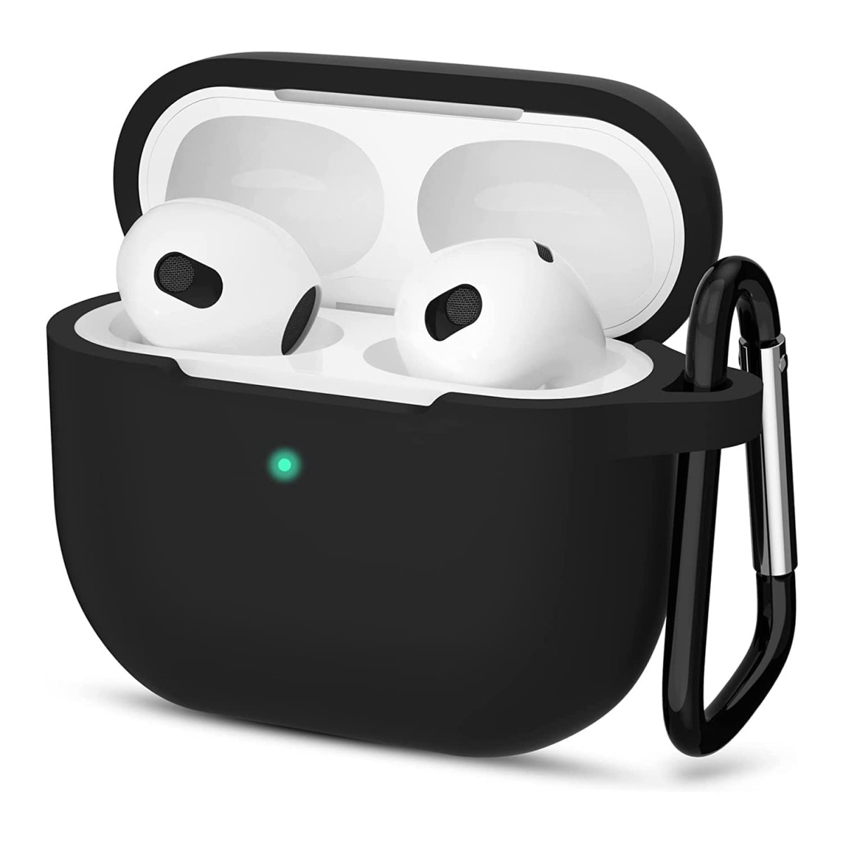 Sounce AirPods 3 Case Cover with Keychain Neck, Protective Silicone Case Skin Compatible with AirPods 3rd Generation [Black]