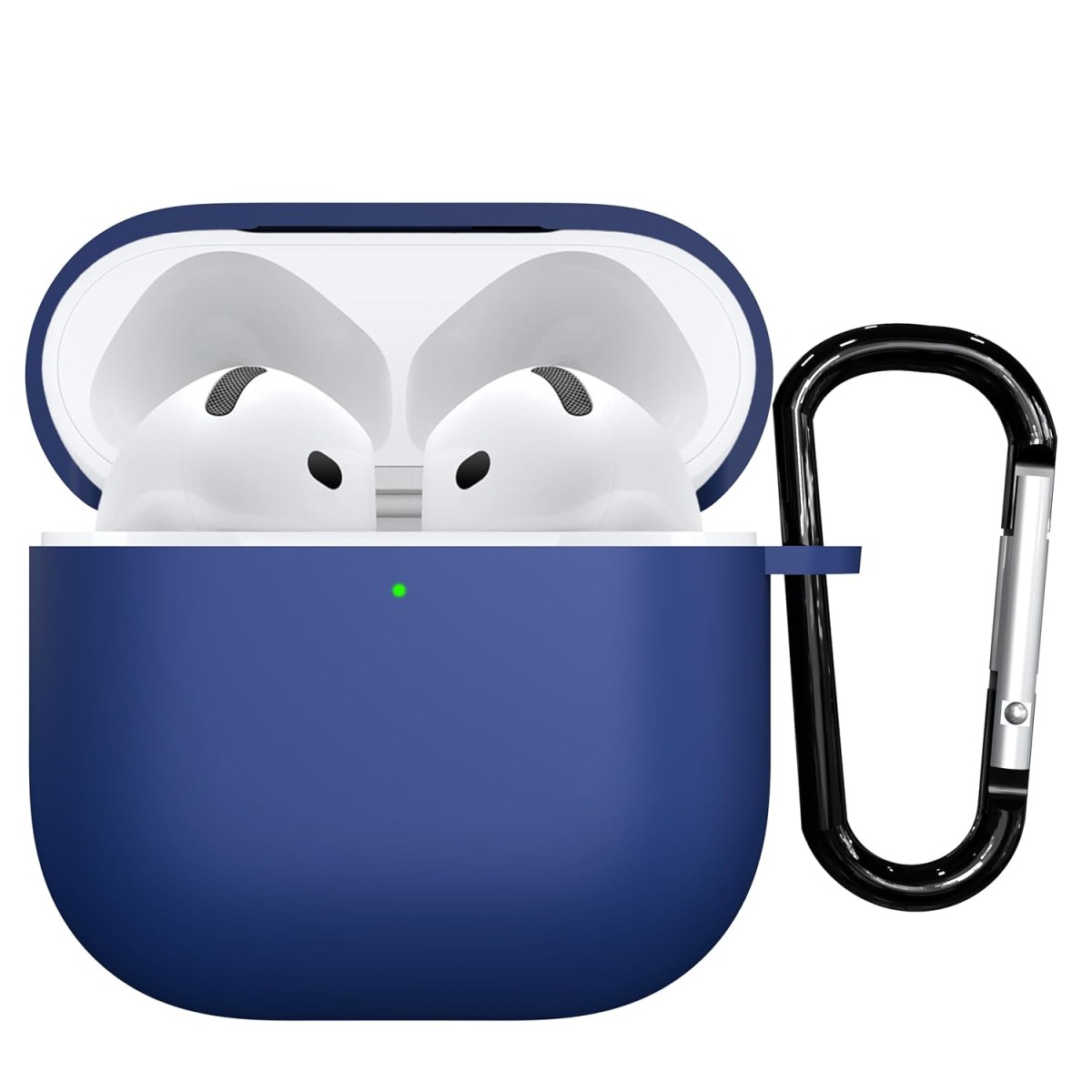 Sounce Airpods 4th Generation Case Cover 2024, Soft Silicone Skin Cover Shock-Absorbing Full Protective Case with Keychain for New Apple Airpods 4 Case [Front LED Visible] (Blue)