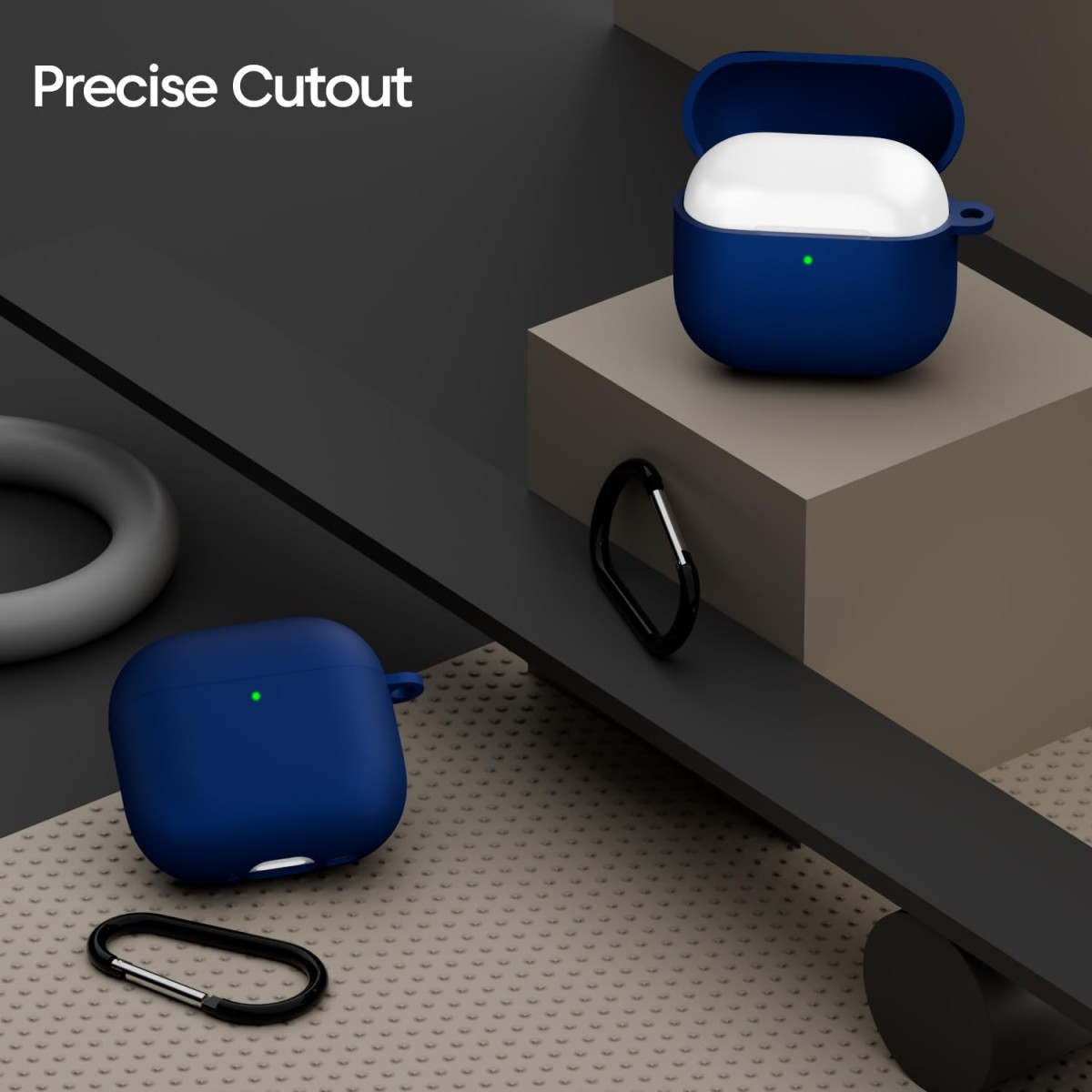 Sounce Airpods 4th Generation Case Cover 2024, Soft Silicone Skin Cover Shock-Absorbing Full Protective Case with Keychain for New Apple Airpods 4 Case [Front LED Visible] (Blue)