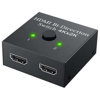 Sounce HDMI Switch 2 in 1 Out 4K 60hz HDMI Switcher 2 Port, Bi-Directional HDMI Switch Splitter 2 x 1/1 x 2, No Power Required, Sharing HD Video, PC Gaming Accessories