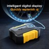 Sounce Portable Digital Heavy Air Compressor Rapid Super-fast Auto Tire Pump with Emergency Lighting LED and Long Cable for Car, SUV, Motorcycle, Car Tyre, Basketball Inflator DC 12V (Yellow Black)