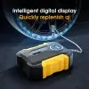 Sounce Portable Digital Heavy Air Compressor Rapid Super-fast Auto Tire Pump with Emergency Lighting LED and Long Cable for Car, SUV, Motorcycle, Car Tyre, Basketball Inflator DC 12V (Yellow Black)