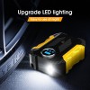 Sounce Portable Digital Heavy Air Compressor Rapid Super-fast Auto Tire Pump with Emergency Lighting LED and Long Cable for Car, SUV, Motorcycle, Car Tyre, Basketball Inflator DC 12V (Yellow Black)