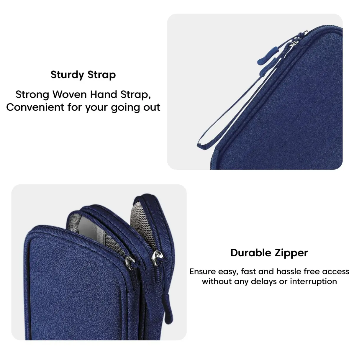 Sounce Portable Tech Organizer Pouch for USB Cables, Chargers, Earphones, Power Banks & Digital Accessories, Travel Carry Case with Mesh Pockets – Compact Size 7.67 x 4.3 Inches