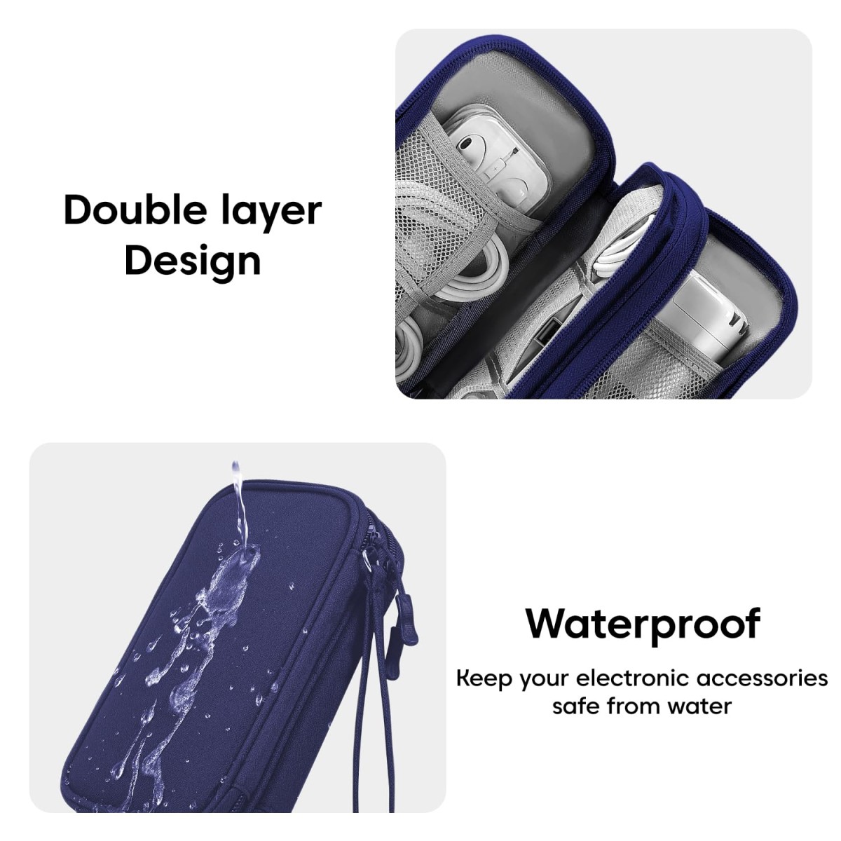 Sounce Portable Tech Organizer Pouch for USB Cables, Chargers, Earphones, Power Banks & Digital Accessories, Travel Carry Case with Mesh Pockets – Compact Size 7.67 x 4.3 Inches