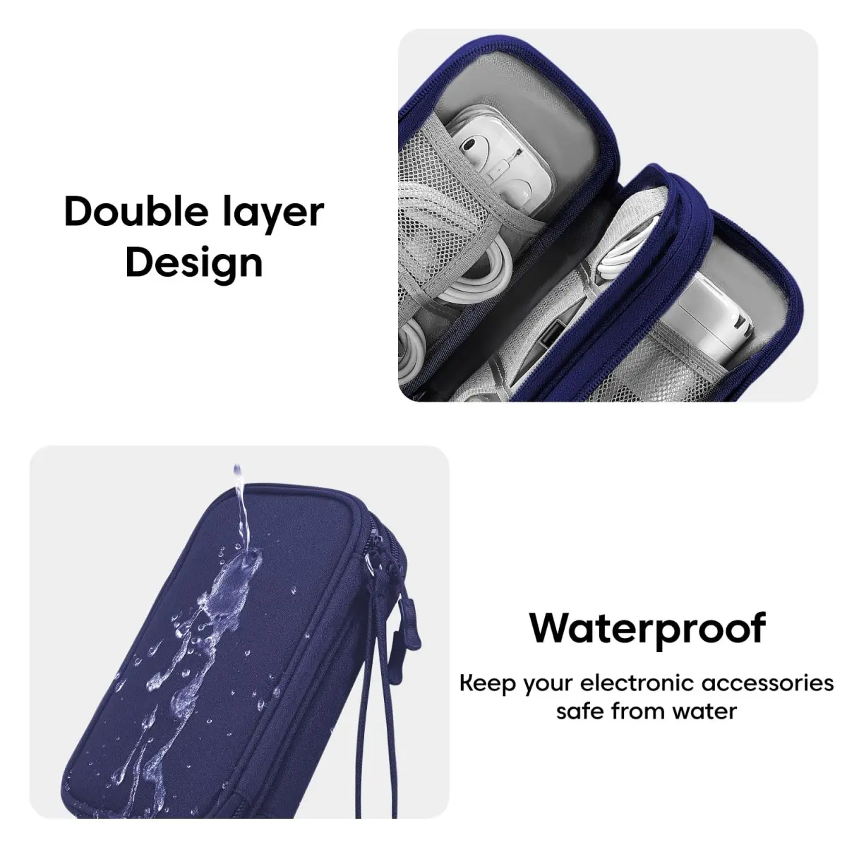 Sounce Portable Tech Organizer Pouch for USB Cables, Chargers, Earphones, Power Banks & Digital Accessories, Travel Carry Case with Mesh Pockets – Compact Size 7.67 x 4.3 Inches