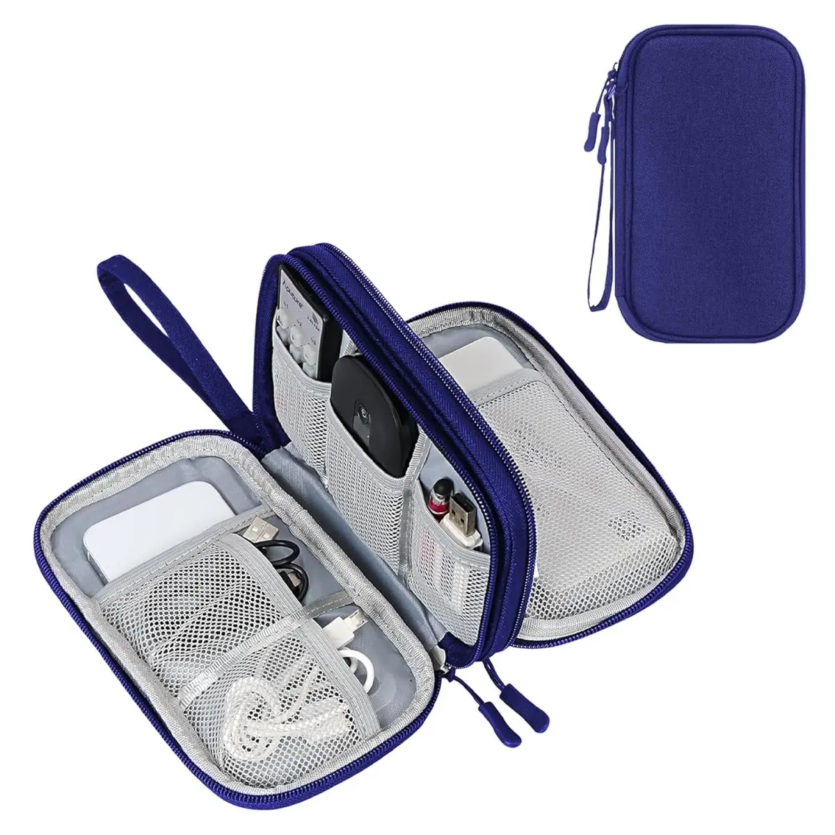 Sounce Portable Tech Organizer Pouch for USB Cables, Chargers, Earphones, Power Banks & Digital Accessories, Travel Carry Case with Mesh Pockets – Compact Size 7.67 x 4.3 Inches