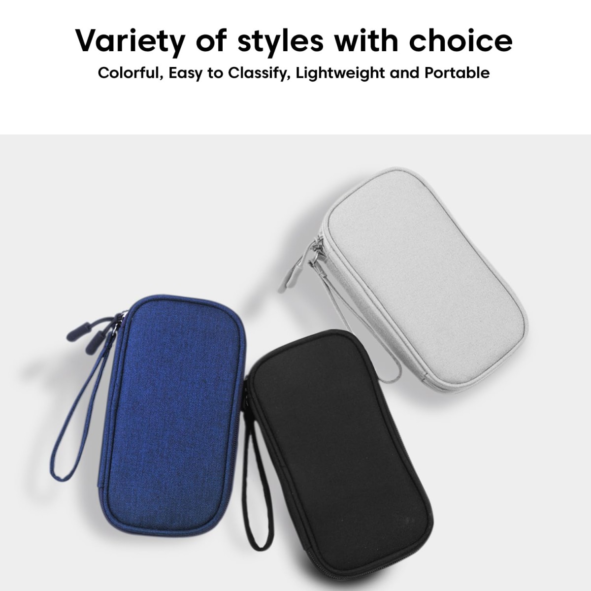 Sounce Portable Tech Organizer Pouch for USB Cables, Chargers, Earphones, Power Banks & Digital Accessories, Travel Carry Case with Mesh Pockets – Compact Size 7.67 x 4.3 Inches