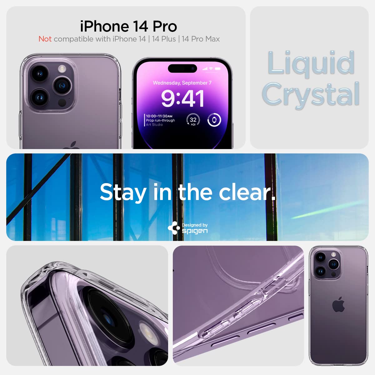 Spigen Liquid Crystal Cover Compatible with iPhone 14 Pro (Crystal Clear)