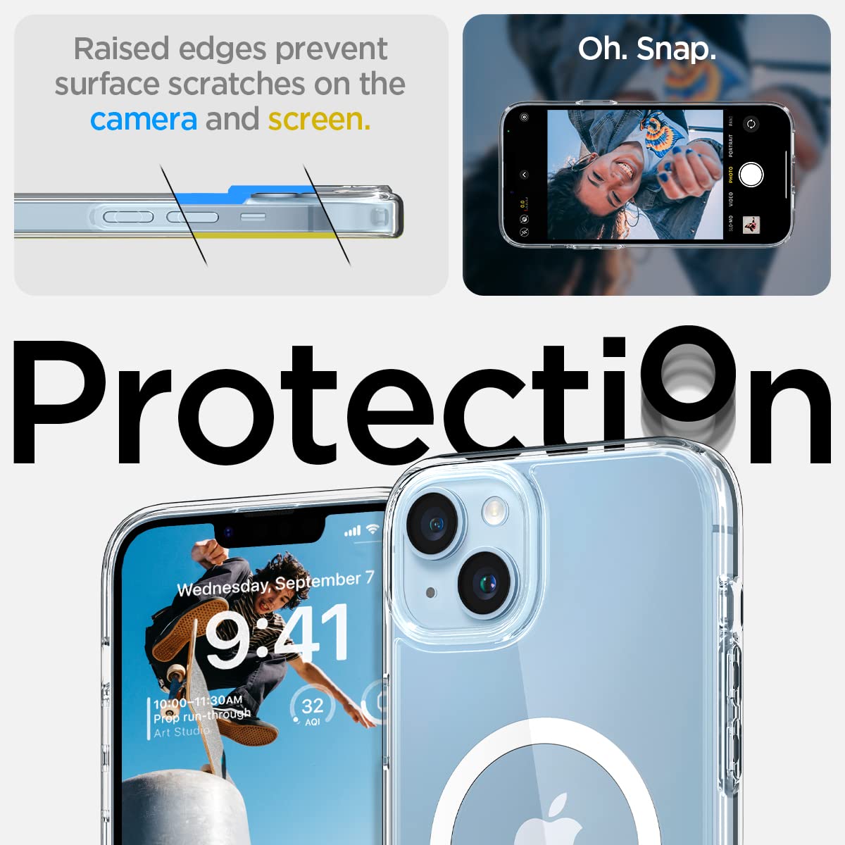 Spigen Ultra Hybrid Back Cover Case Compatible with iPhone 14 Plus (TPU + Poly Carbonate | Crystal Clear)