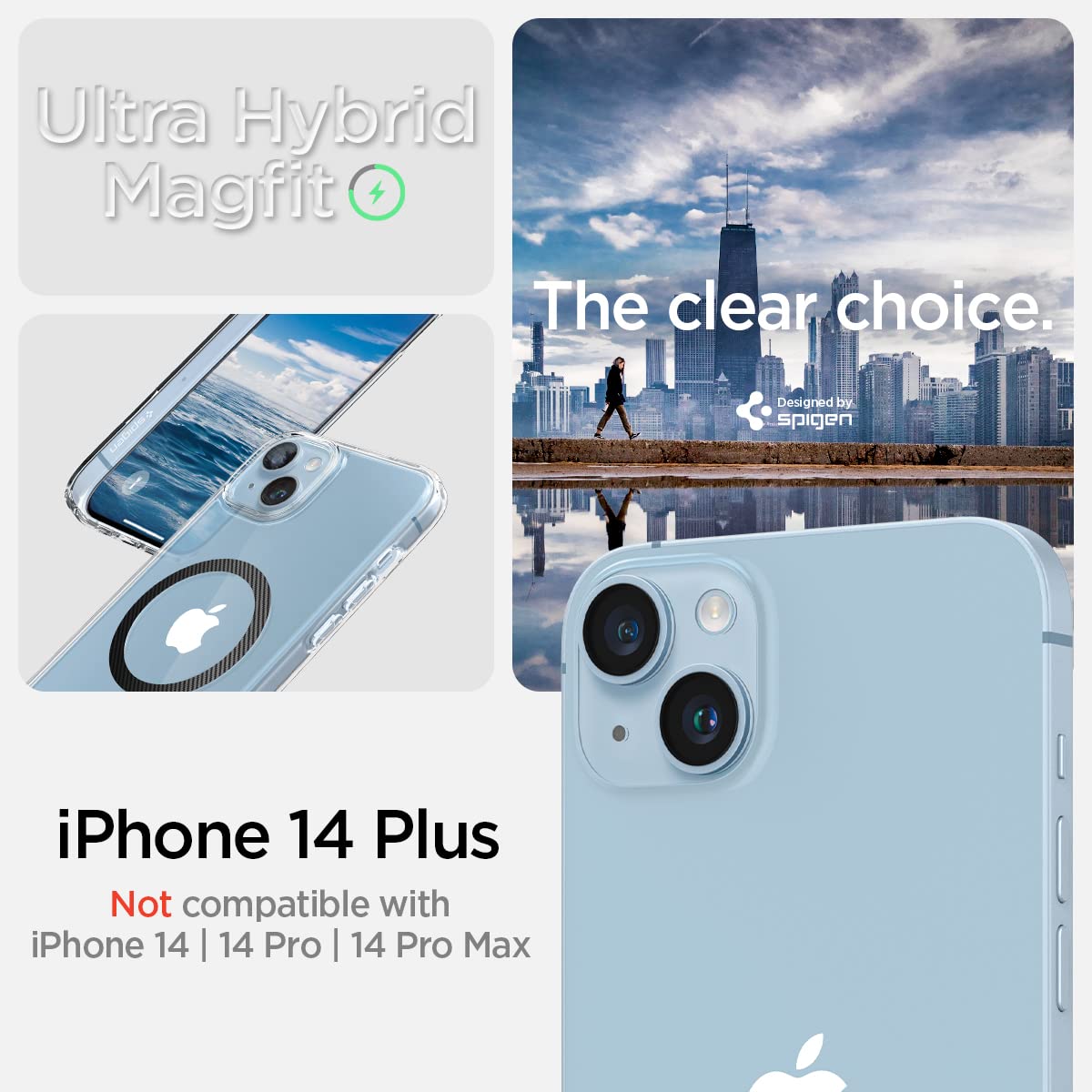 Spigen Ultra Hybrid Back Cover Case Compatible with iPhone 14 Plus (TPU + Poly Carbonate | Crystal Clear)