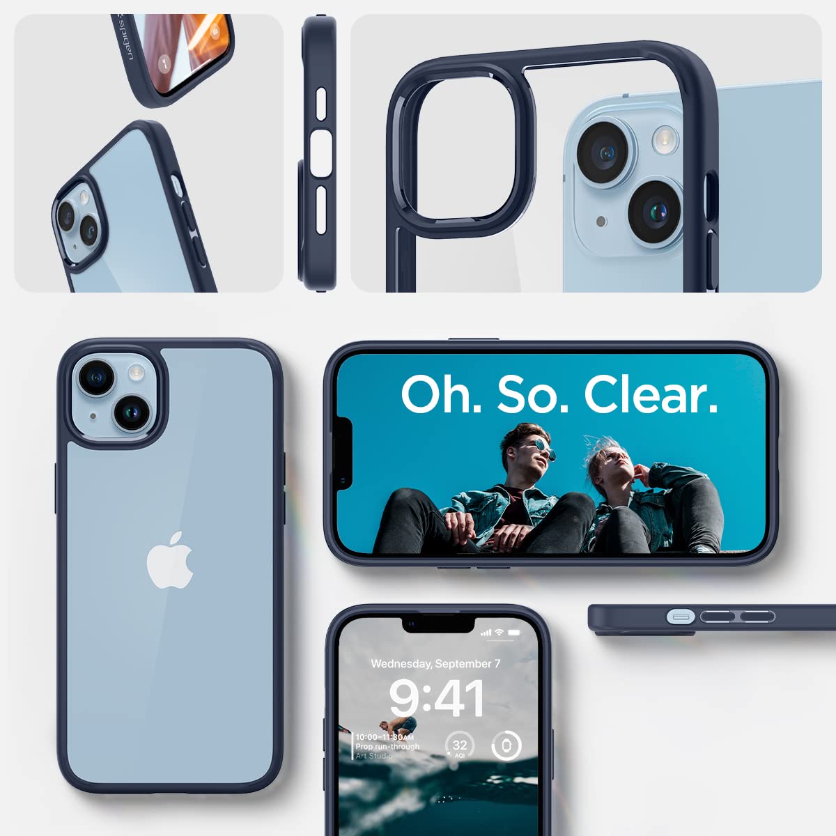 Spigen Ultra Hybrid Back Cover Case Compatible with iPhone 14 Plus (TPU + Poly Carbonate | Crystal Clear)