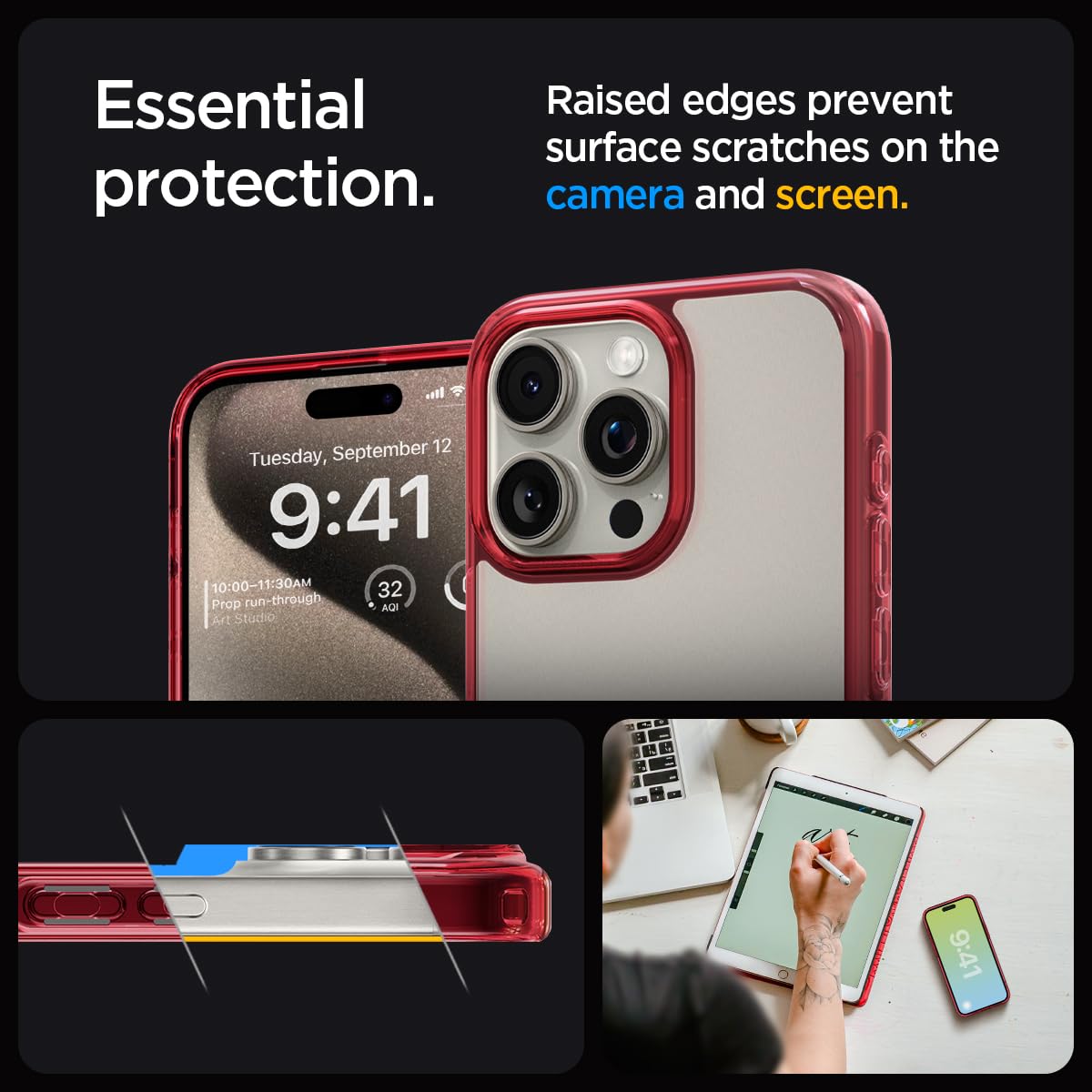 Spigen Ultra Hybrid Cover Compatible with iPhone 15 Pro Max (Crystal Clear)