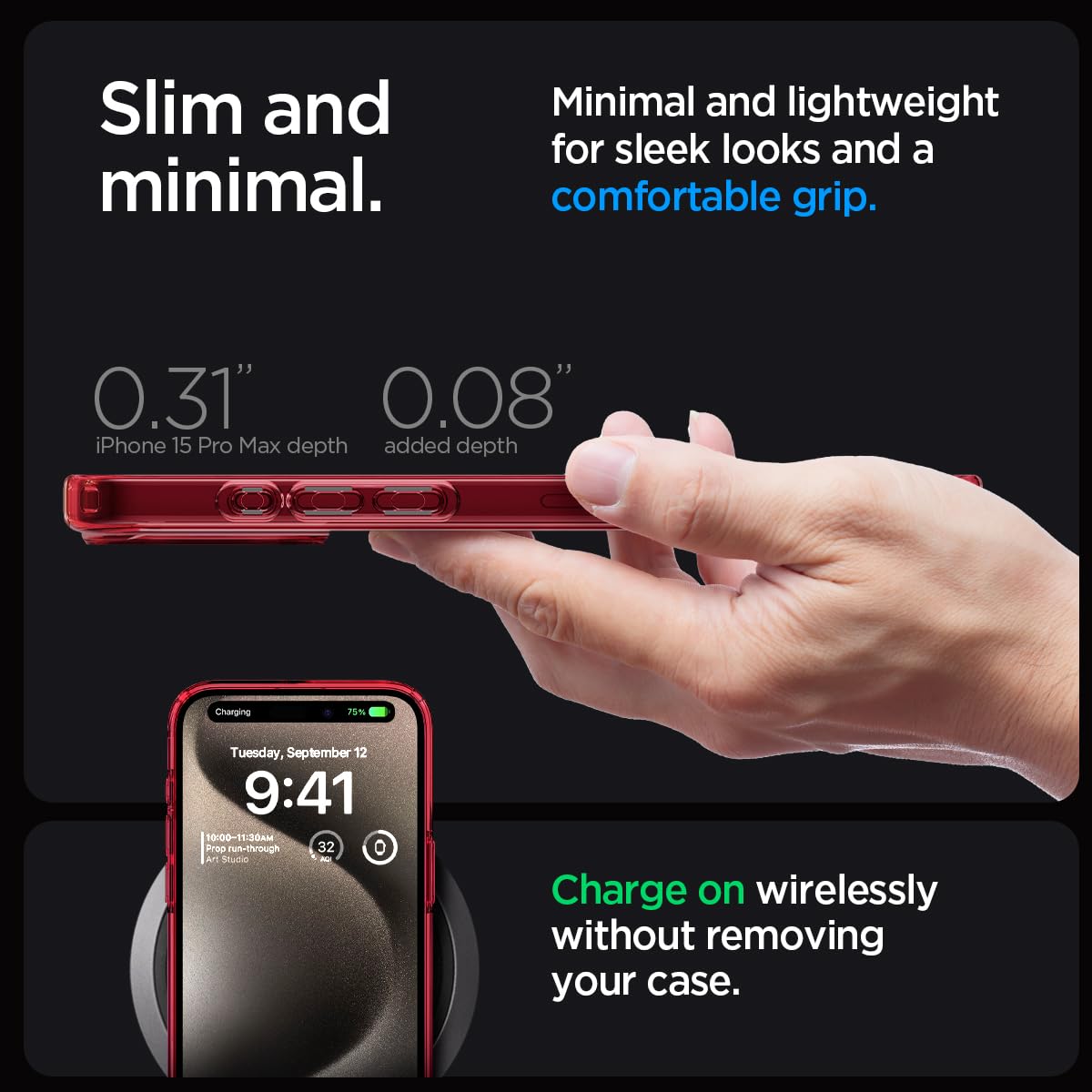 Spigen Ultra Hybrid Cover Compatible with iPhone 15 Pro Max (Crystal Clear)