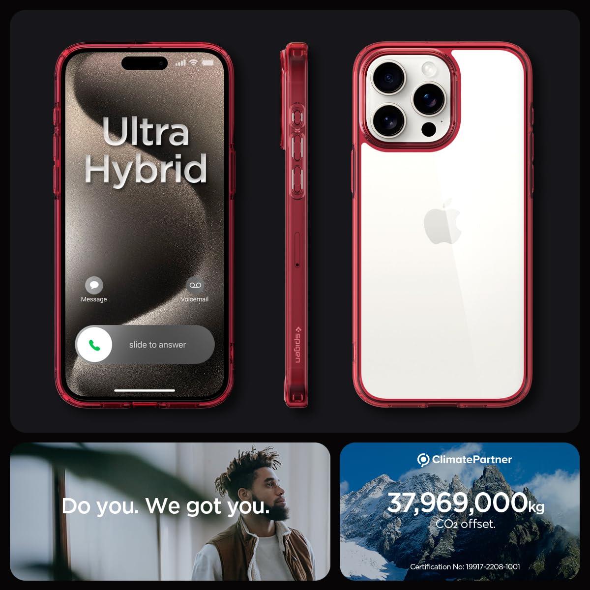 Spigen Ultra Hybrid Cover Compatible with iPhone 15 Pro Max (Crystal Clear)
