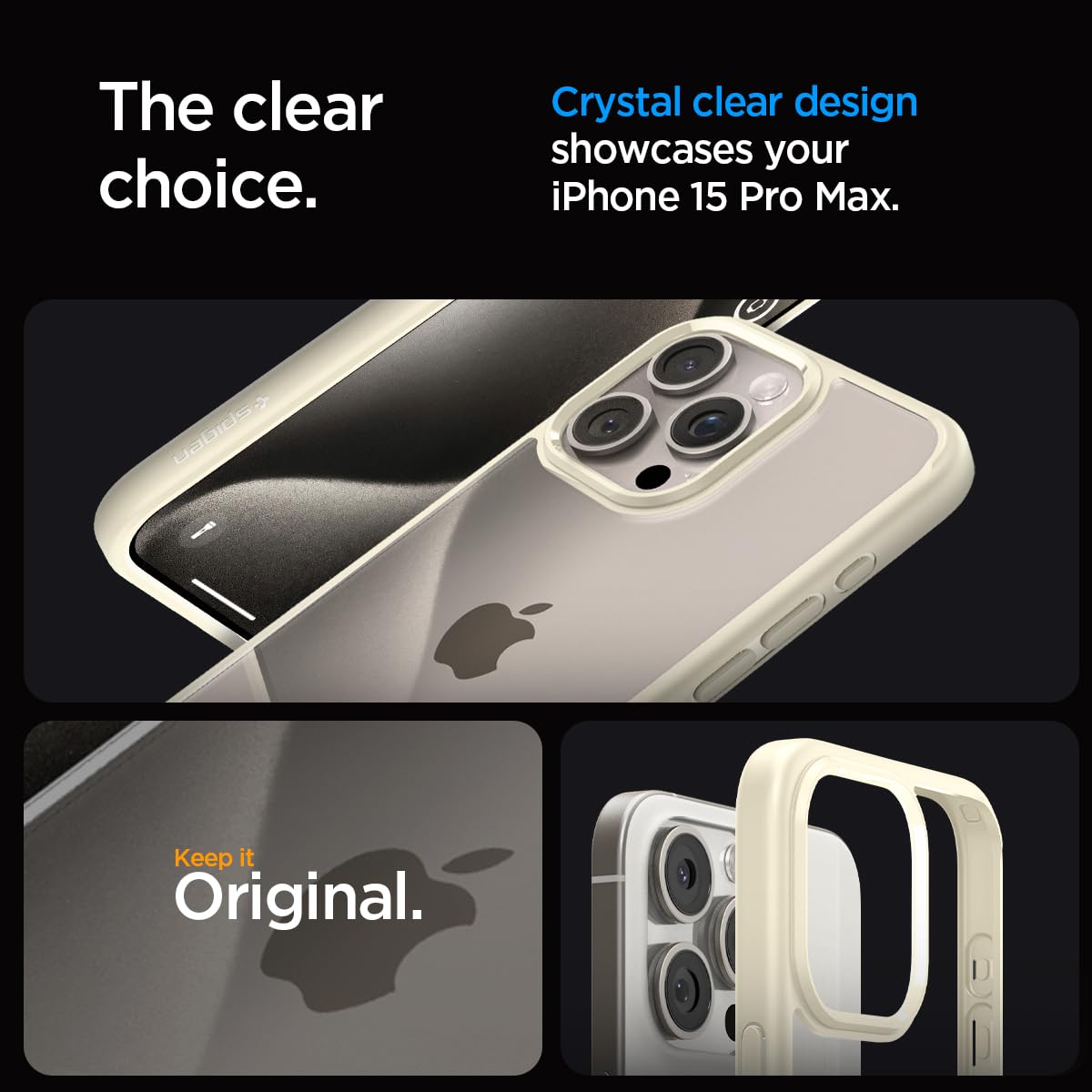Spigen Ultra Hybrid Cover Compatible with iPhone 15 Pro Max (Crystal Clear)