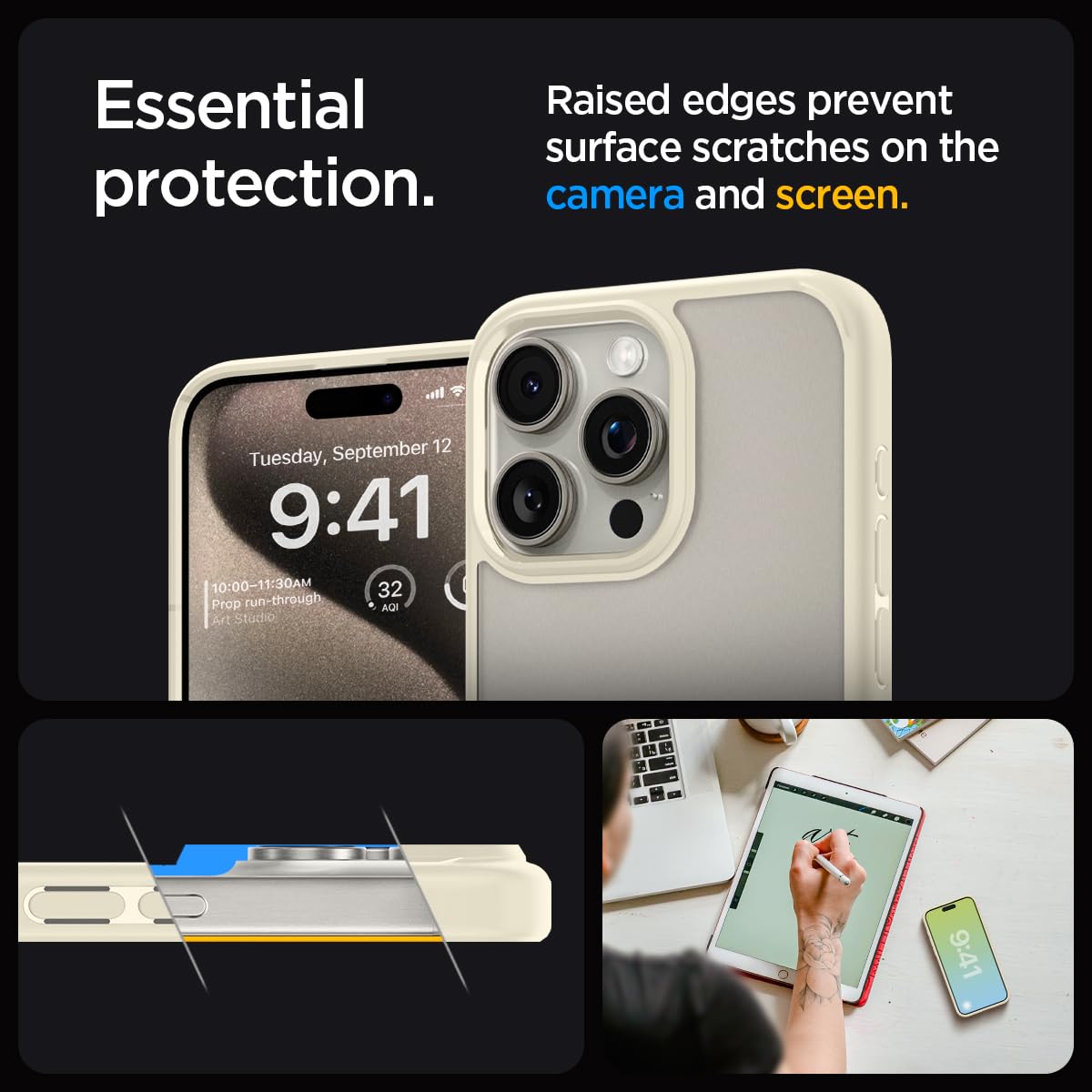 Spigen Ultra Hybrid Cover Compatible with iPhone 15 Pro Max (Crystal Clear)