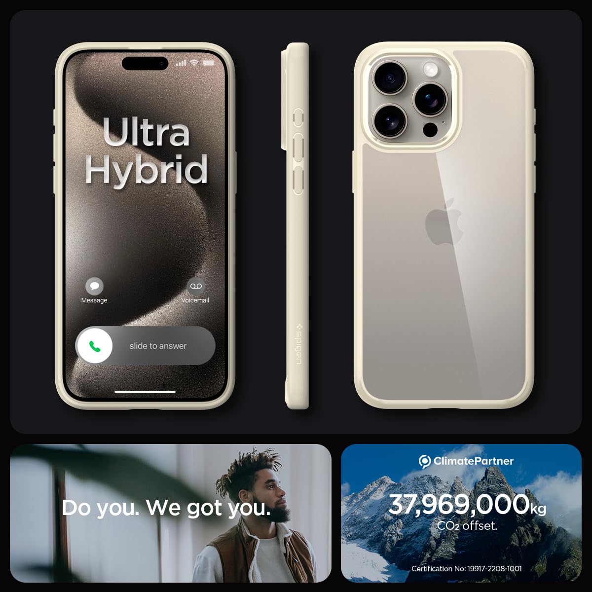 Spigen Ultra Hybrid Cover Compatible with iPhone 15 Pro Max (Crystal Clear)